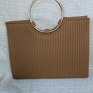 Jessica McClintock 3-Way Convertible Ribbed Bag - Ginger Brown & Gold